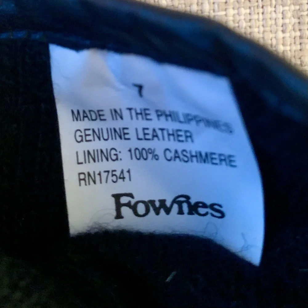 NEW FOWNES CALF SKIN LEATHER LEOPARD CASHMERE LINED GLOVES Xs-Sm